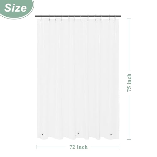 Image of Mrs Awesome Clear Shower Curtain Liner with 3 Magnets, 72x75 Premium Flexible Sturdy Plastic Shower Curtain for Bathroom Lightweight, Waterproof, Clear