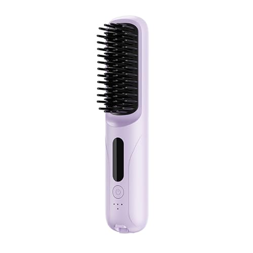 Cepillo alisador inalámbrico con control de temperatura y diseño protector para varios tipos de cabello, peine portátil con temperatura ajustable