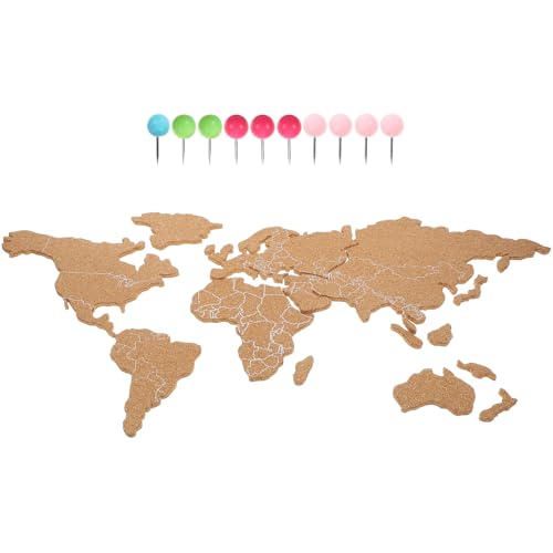 ifundom Mapa del Mundo Adhesivo de Corcho Superficie Lisa para Colocar Chinchetas, Tablero Decorativo para Paredes en Oficinas y Hogares Color Aleatorio