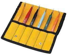 Aven Tools Non-Serrated Color Coded Tweezer Set: 6 Piece Set