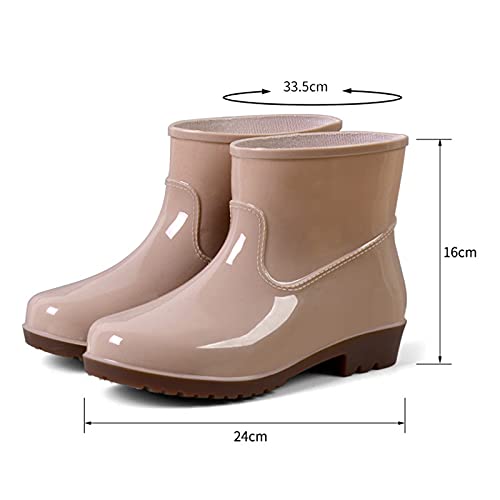 Ankle Rain Boots for Women, Women's Short Ankle Rain Boots Waterproof Wide Calf Garden Shoes Lightweight Anti-Slipping Rubber Shoes3