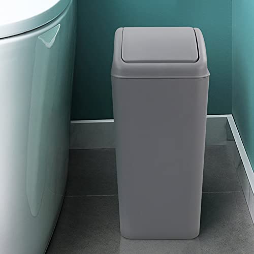 Image of Cand 1 Pack 4 Gallon Kitchen Garbage Can, 16 L Plastic Trash Can with Swing Lid, Grey