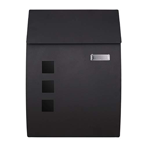 Briefkasten Wandbriefkasten Außenbriefkasten abschließbar schwarz 32cm x 45cm x 10cm
