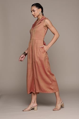 Image of Aarke Ritu Kumar Rust Printed Jumpsuit