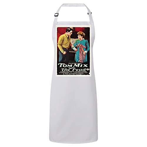 Tablier cuisine premium blanc Tom Mix imprimé affiche retro de cinéma