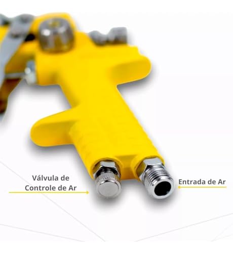 Pulverizador De Tinta Profissional Hvlp Com Reservatório 3 Bicos 600ml Pintura Automotiva Residencia