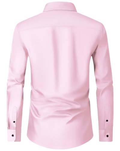 Image of Alimens & Gentle Men's Dress Shirts Long Sleeve Wrinkle Free Stretch Business Casual Wedding Button Down Shirt