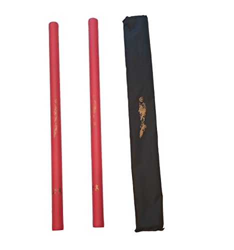 Kali Sticks 2 Red Escrima Sticks Foam Padded Pvc 26 Inches In Length With Woven Carry Case. Used For Martial Arts, Boxing And Mma For Coordination Training. Very Safe For Children, Adults Confidence #TOP2