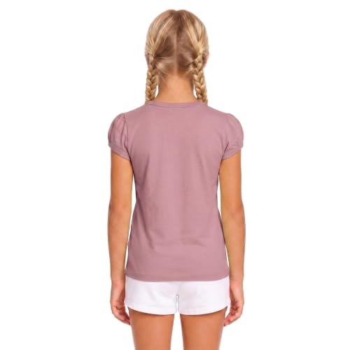 Image of Lilax Girls Short Puff Sleeve Cotton T-Shirt, Toddler & Little Girls Top | 95% Cotton Puff Sleeve Tee; Crewneck, Short Sleeve; Toddler & Girls Sizes 2T-12; for School, Play & Everyday; Machine Wash