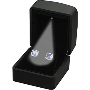 LAODA LED Earring Jewelry Gift Box for Wedding, Proposal, Birthday…Luxury LED Diamond Stud Earring Jewelry Gift Box with Light for Women for Men (Black Earring Box)