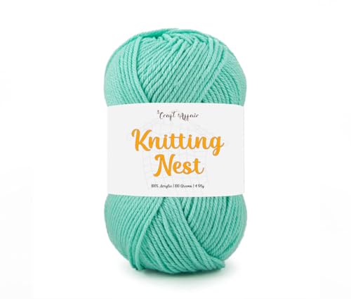Image of Craft Affair | Knitting Nest Acrylic Yarn (200 Meter, 100 Grams, 2mm) / Woolen Yarn /Acrylic Yarn for Knitting and Crocheting- Mint Green