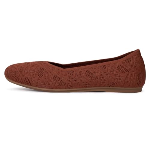 Image of Frank Mully Women's Ballet Flat Shoes Knit Dress Shoes Round Toe Slip On Ballerina Flats for Woman Low Wedge Comfort Soft
