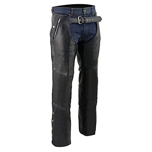 Milwaukee Leather Men's Thermal Lined Premium Leather Motorcycle Bikers Riders Chaps - Medium - Medium
