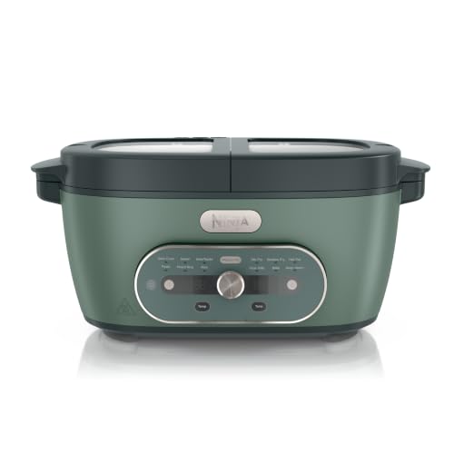 Ninja® MultiPot™ XL 12-in-1 Multicooker, Vista Green, MZ1001GN7 | 12 functions, 3 pots, Slow Cook, Shallow Fry, Sear/Sauté, and more, Oven-Safe, Nontoxic Ceramic, Dishwasher Safe, 1500W
