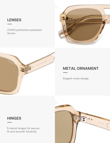 Image of SOJOS Retro Polarized Aviator Sunglasses Womens Mens SJ2385 | Trendy Vintage Fashion 80s 90s Pilot Shades Large Bold Thick Square Frame UV Protection TAC Lenses