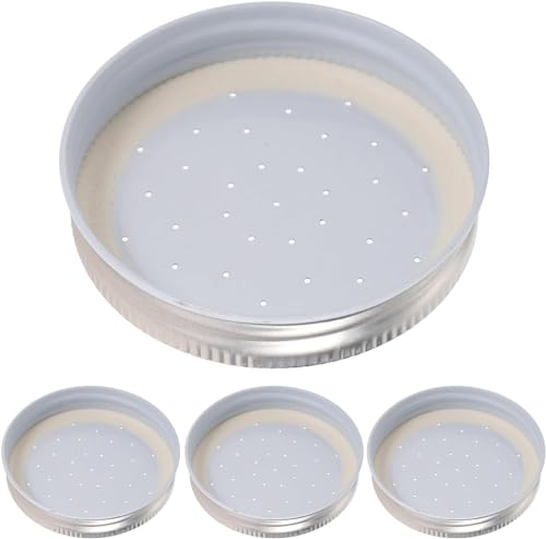Bee Entrance Feeders Beehive Feeder, Perforated Metal Mason Jar Lids Entrance Feeder Beehive Waterer Honey Bee Canning Feeder Beekeeper Tool Bee Drinking Beekeeping Equipment 4pcs
