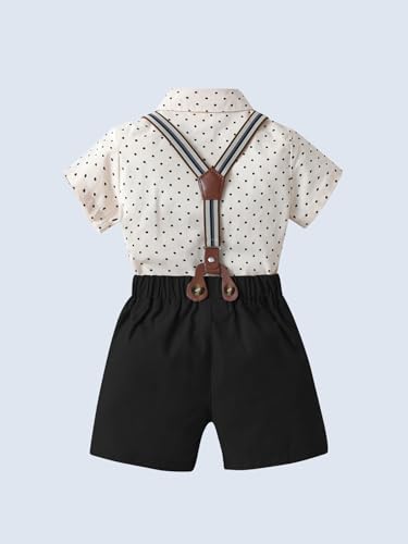 Baby Boys Shorts Sets,Infant Shirt + Shorts + Bow Tie + Suspenders,Toddler Summer Gentleman Outfits4