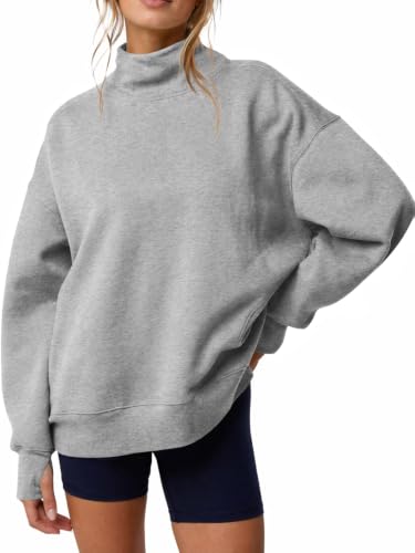 Fisoew - Fisoew Womens Long Sleeve Oversized Sweatshirts - Mock Neck Pullover Tops (23% Off Amazon Deal)