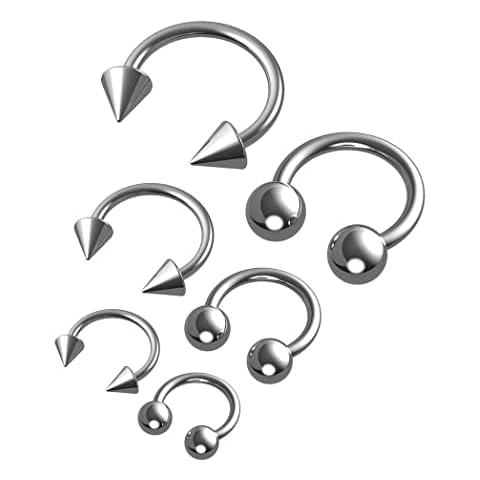 KOMUNJ 6Pcs Stainless Steel Horseshoe Nose Hoop Cover