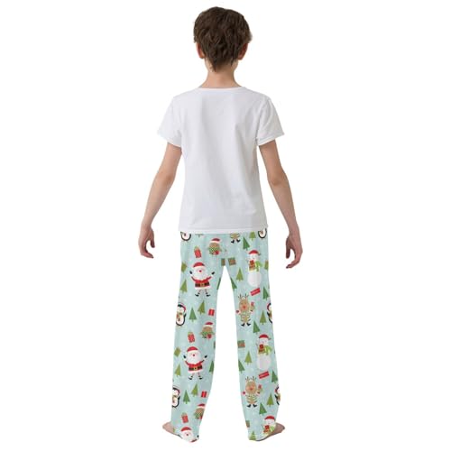 ZZXXB Christmas Penguin Reindeer Boys Long Pants Soft Trousers Elastic Waist Kids Lounge Bottoms with Pockets S-XL3