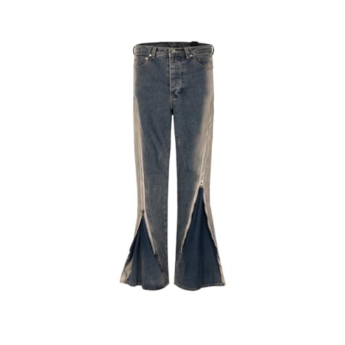 Contrast Colored Pants, Unisex Gradient Flared Stacked Floor Mopping Jeans - Main Image
