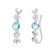 Pendientes de piedra lunar de plata de ley 925, fases de la luna, escaladores, arco iris, joyas hipoalergénicas, para mujeres y niñas