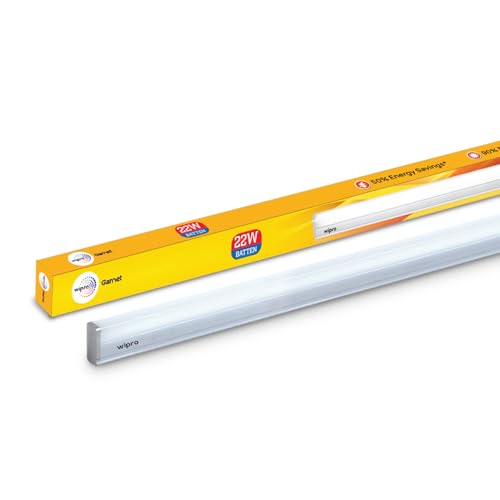 Image of wipro Garnet 22W LED Batten for Living Room & Bedroom | Bright & Energy Efficient Tubelight for Home | Cool Day Light (6500K) with 2200 lumen|4Feet, Pack of 1