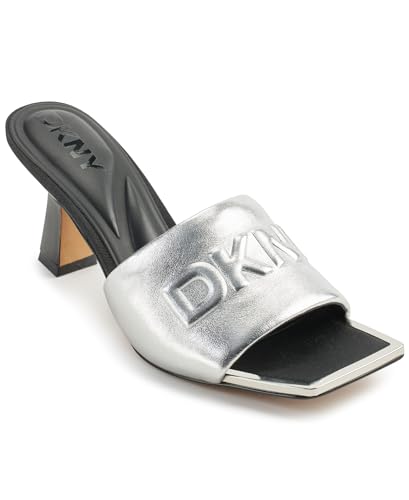 Image of DKNY Women's Keke Square Toe Heeeld Sandal Mule With Logo | Party Sandals