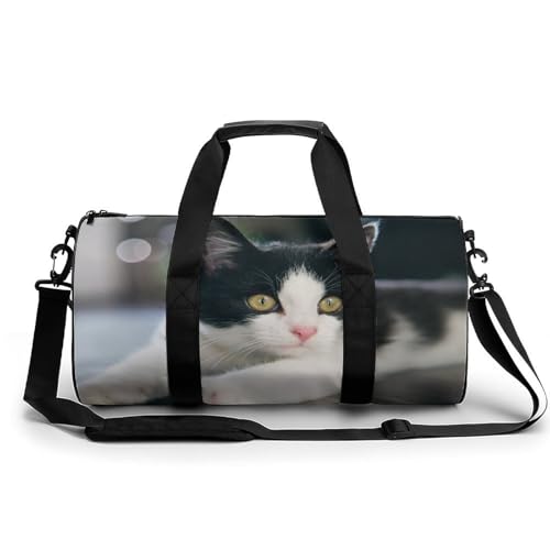 Sac de voyage chat noir et blanc parfait pour le camping et la randonnée
