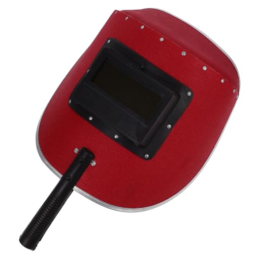 OSALADI Handheld Welding Shield Handle Adjustable Red Steel Paper Welder Mask for TIG/MIG Lightweight Protective Welding Mask Suitable for Metalworking and Construction