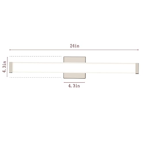 Image of 24 inch LED Bathroom Vanity Light14W Brushed Nickel 4000K Square | Natural White Light,Wall Bar Lighting,Rust & Moisture Resistant, Energy-saving, moisture-proof, for bathroom dresser mirror