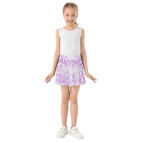 Skirts with Shorts Purple Chrysanthemum Flowers Athletic Shorts for Girls Skorts Cartoon Little Girl 4t3