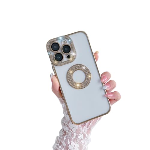 Housse de protection d'objectif pour iPhone 11 et étui de placage d'or à paillettes