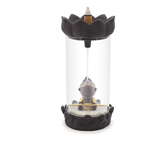 NEWQZ Backflow Smoke Incense Holder with 50 Cones for Home Decor, Classical Ceramic Zen Monkey King Incense Burner Cover
