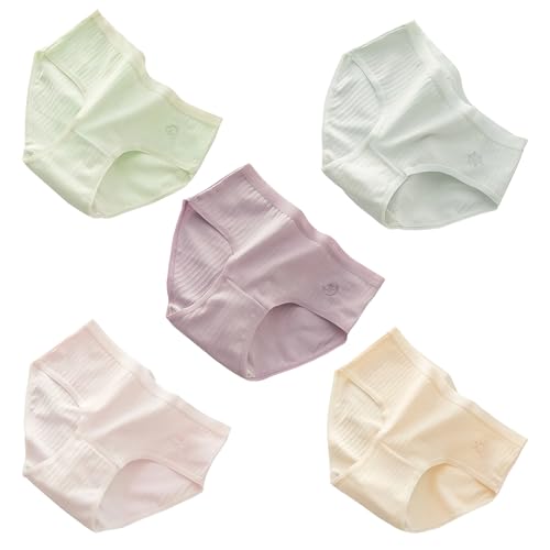 Girls Underwear Organic Cotton Cute Little Girls Panties Comfort Breathable Kids Hipster Briefs Pack of 5
