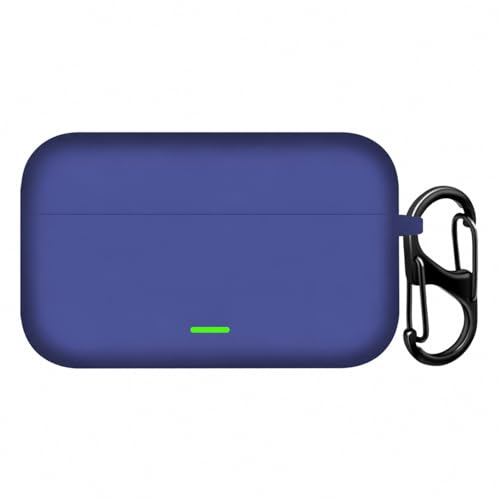 Image of Aniex Silicone Case Cover for realme Buds T500 Pro, Shockproof, Anti-Slip, Dustproof, Scratch Resistant, with Carabiner Hook, Full Body Protection (Blue)