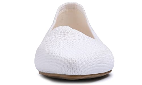 Image of FEVERSOLE Women's Woven Pointy Fashion Cutouts Breathable Knit Flat Shoes