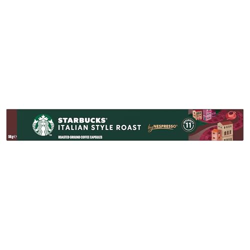 Image of STARBUCKS by Nespresso Italian Style Roast By Nespresso Dark Roast Coffee Pods (Pack Of 1, Total 10 Capsules), 56 Gram
