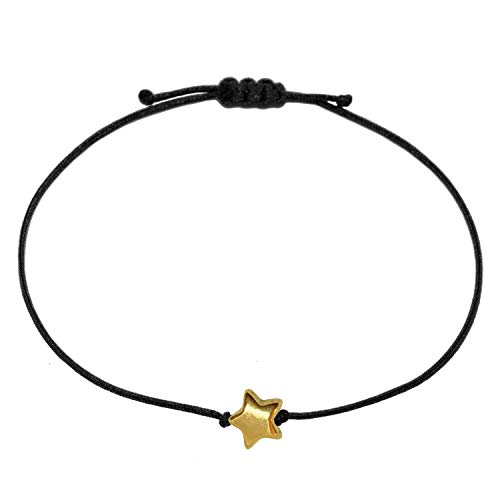 Selfmade Jewelry Bracelet Femme Star Doré Bracelet Réglable en Macramé avec Étoile Fait à la...