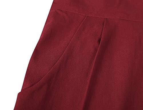 Image of MUXXN Women's Midi Pencil 1950s Vintage Cocktail 3 /4 Sleeve Tie Neck Bodycon Mid-Calf Dress with Pockets