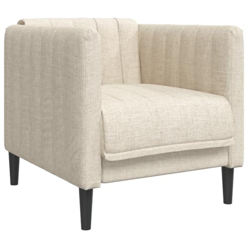 vidaXL Sofagarnitur 3-TLG., Sessel Couch Sofa für Wohnzimmer, Loungesofa Polstersofa mit Stützbeinen, Couchgarnitur Sitzmöbel, Modern, Creme Stoff – Bild 6