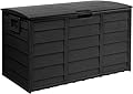 Brightpeak 75 Gallon Deck Storage Box Resin Outdoor Storage Container with Handles for Patio Garden Yard(Black)