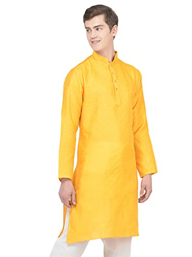 Image of SG LEMAN Knee Length Solid Kurta for Men | Silk | Long Sleeve | Ethnic Wear for Men | Party and Weeding wear Kurta