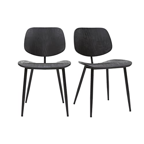 Miliboo Sillas de madera negra y metal negro (2 unidades) Tobias
