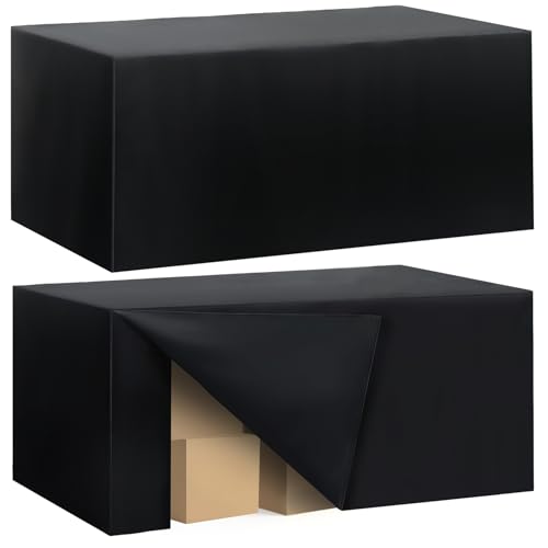 2 Pack Fitted Tablecloth for 8 Foot Rectangle Tables 96 x 30 Inch Black Table Covers Water Resistant Polyester Table Cloth for Wedding, Parties,Display, Trade Show (Black)