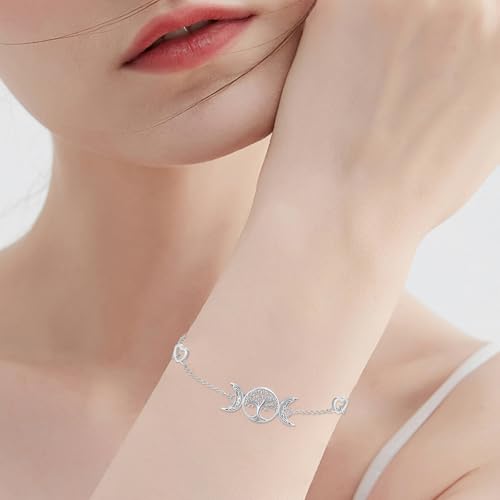 Image of Tree of life Bracelets Sterling Silver Hypoallergenic Tiny Family Tree Good Luck Bracelet Jewelry for Mother