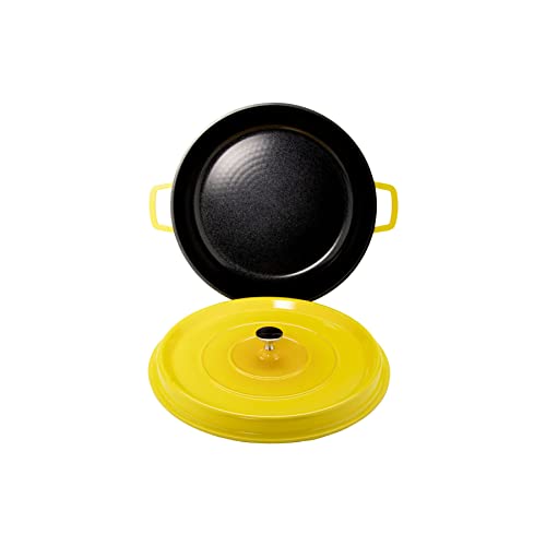 G.E.T. CA-008-Y/BK Heiss Lightweight Cast Aluminum Braiser Pan/Casserole Dish, 4.5 Quart, Yellow