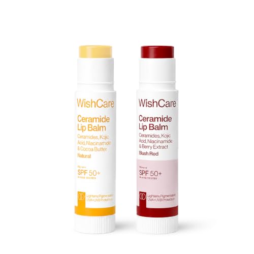 Image of WishCare Lip Balm Combo (Tinted & Untinted) | With Kojic Acid & Niacinamide | Hydrating & Brightening Lip Care | Heals Dry Lips, Reduces Pigmentation & Adds Soft Tint | For Smooth, Even-Toned Lips (Natural & Blush Red)