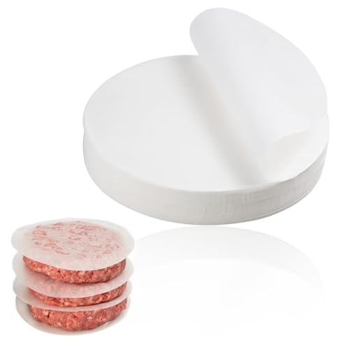 500 Piezas Papel Encerado para Hamburguesas Hojas Separadoras Redondas de Papel Antiadherente, Papel para Hornear para Hamburguesas Pastel de Carne, Hojas de Papel Antiadherente, 10 cm