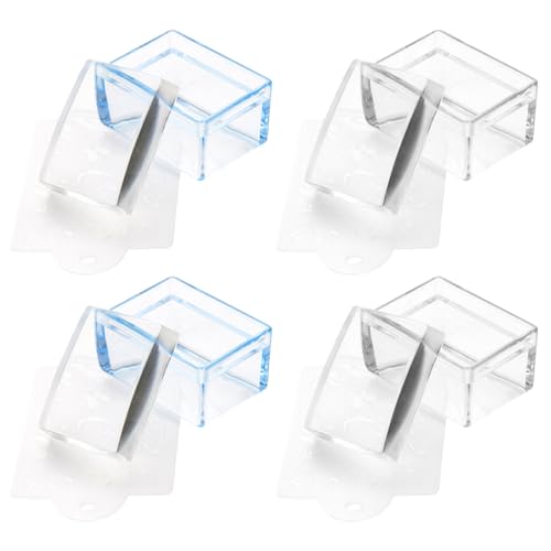 POPETPOP Kit de Tampons pour Ongles 4 Pièces Tampons Rectangulaires Bleu et Transparent Plaques de Stamping pour Nail Art et French Manucure Outils DIY Manucure à Domicile Accessoires Nail